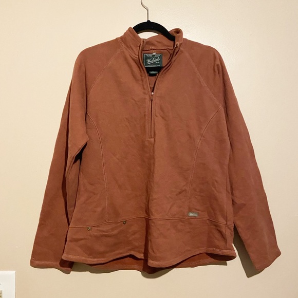 WOOLRICH• womens new highland burnt orange quarter zip pullover size medium nwt - Picture 9 of 15